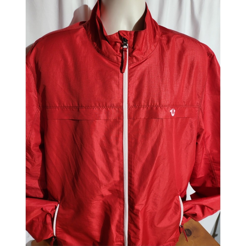 Mens True Religion Full Zip Track Jacket Size 2XL / TTG Red ~Zip Pockets